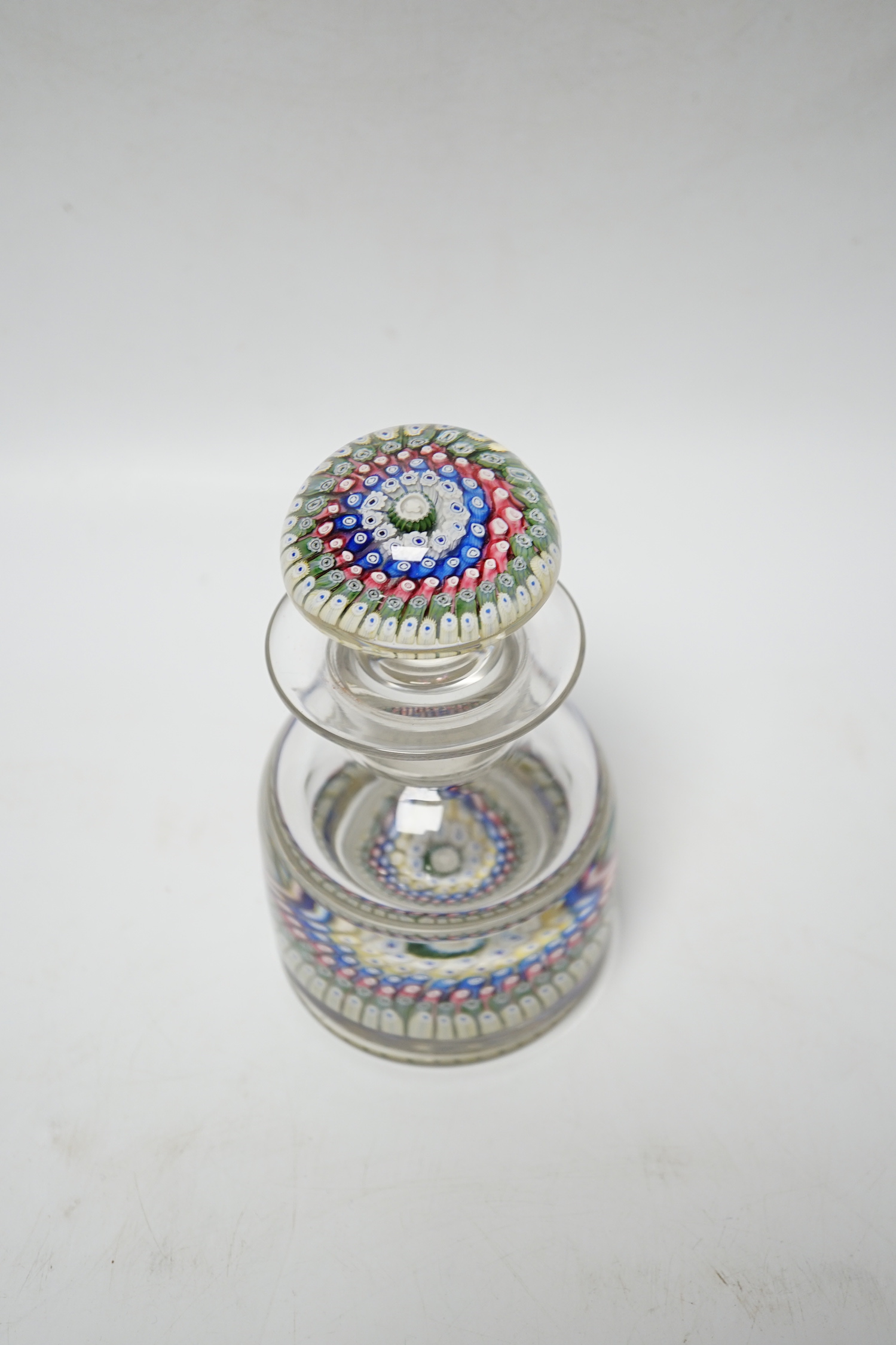 A Bohemian millefiori glass ink bottle and stopper, circa 1900